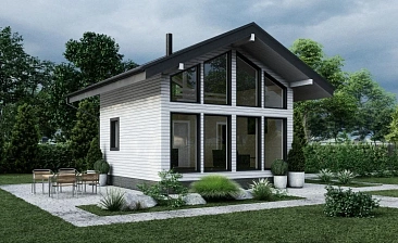Каркасный дом с панорамным остеклением 6,0х6,0-57 м²